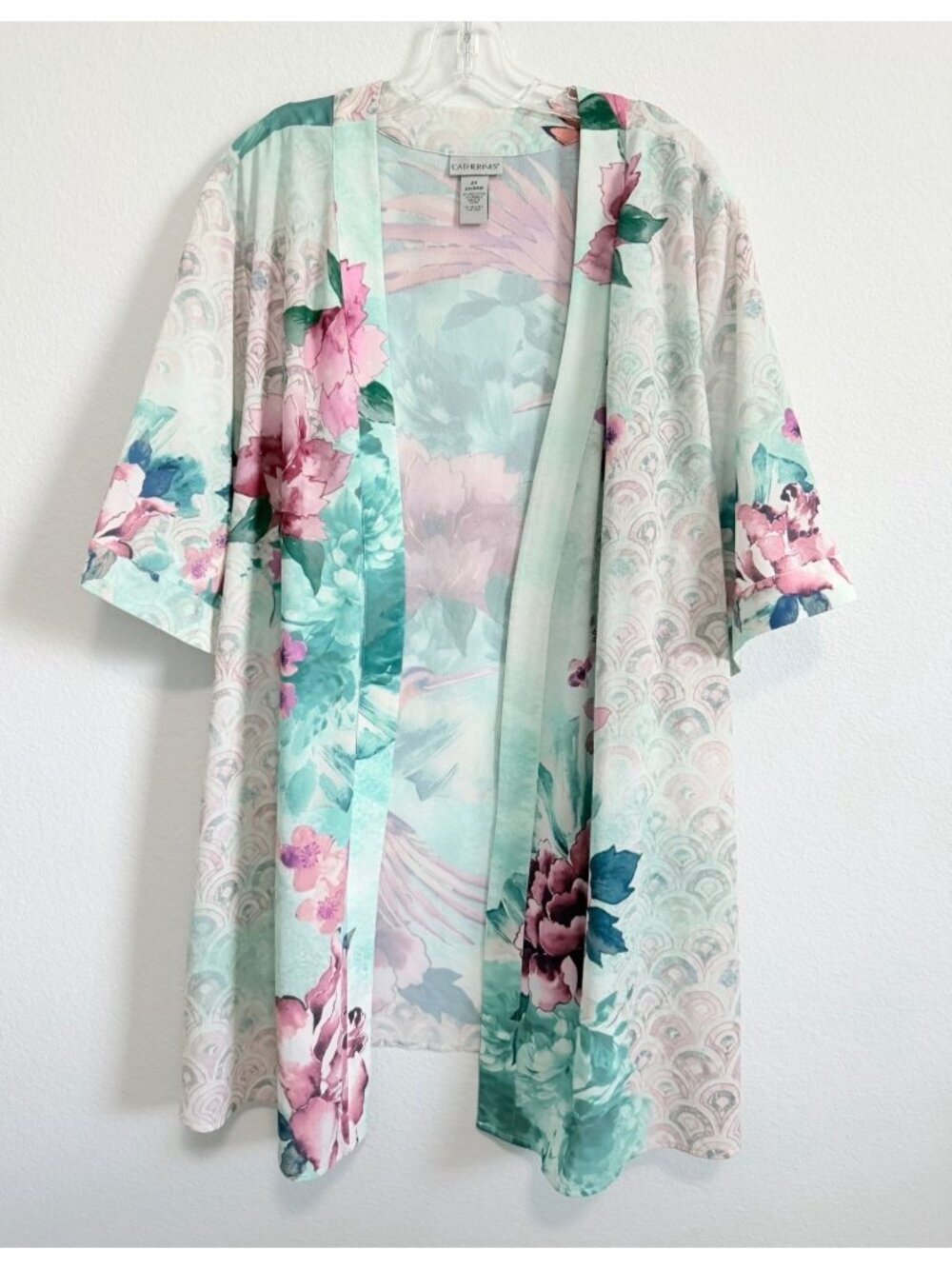 Catherine's Short Sleeve Floral Open Front Cardigan Cover Up Women's Size 2X